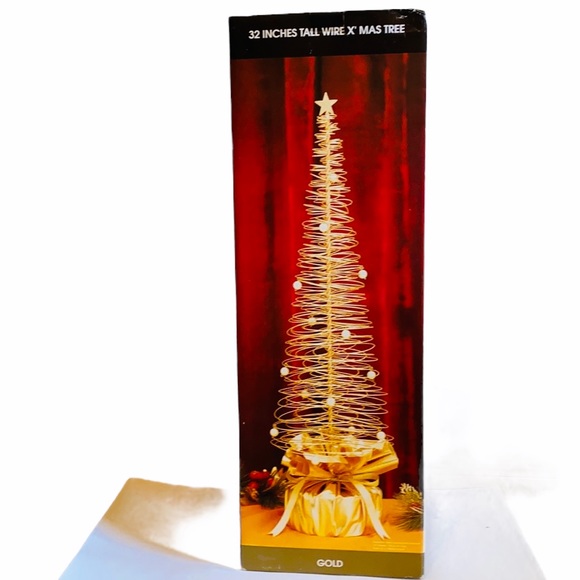 32” Spiral Wire Ornament Gold Christmas Tree - Picture 3 of 8